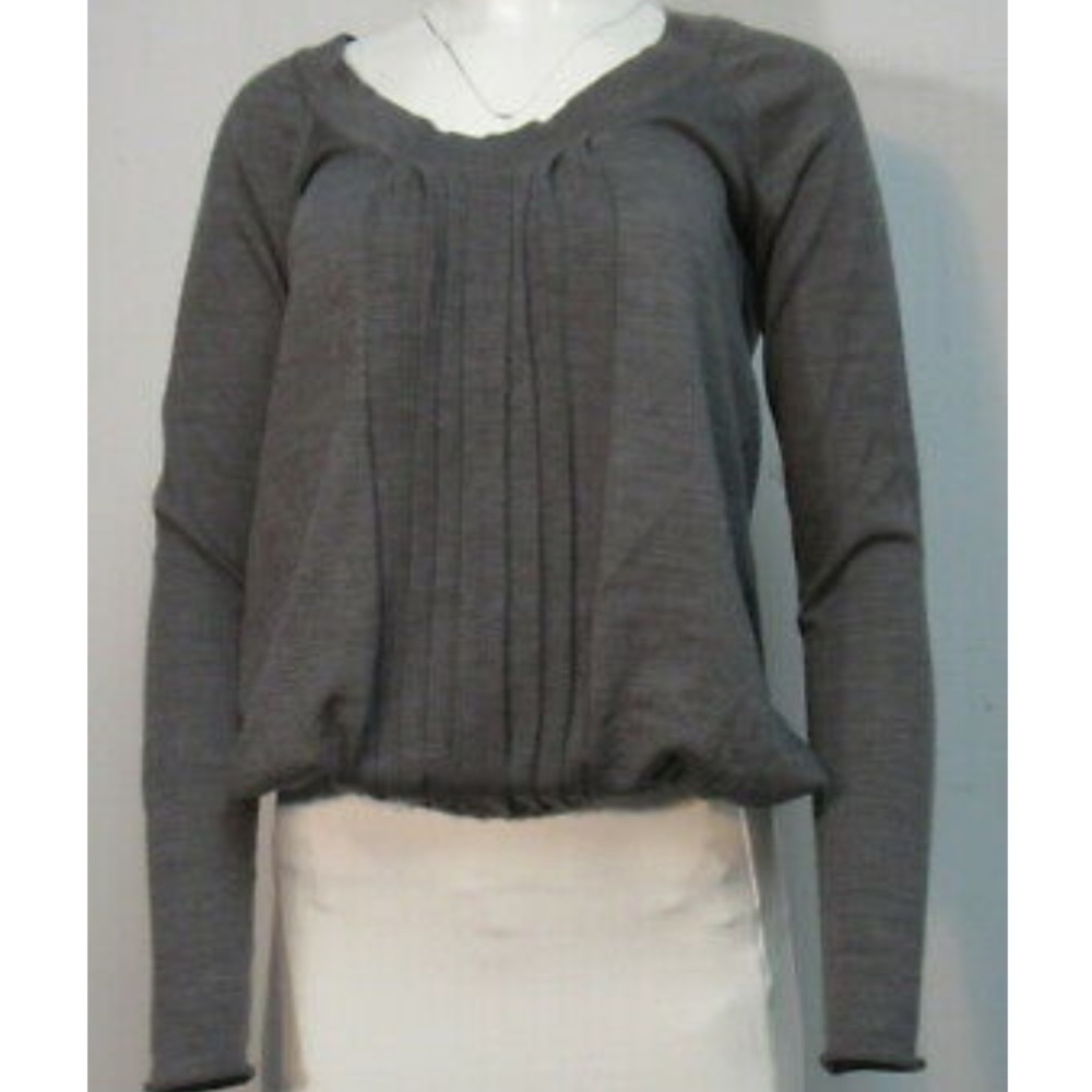 Miu Miu Grey Pleated Front Elastic Waist Sweater - image 1